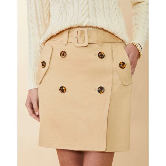 Spartina 449 Women’s Size 16 Danelle Twill Khaki Belted Button Details Skort EUC - Picture 4 of 15